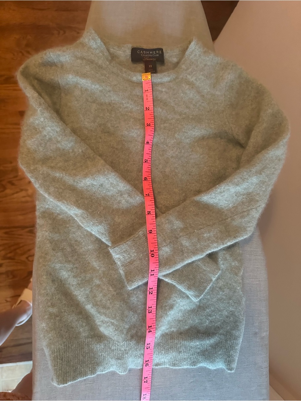 Charter Club Cashmere Crewneck Sweater in Sage Green. See Measurements!